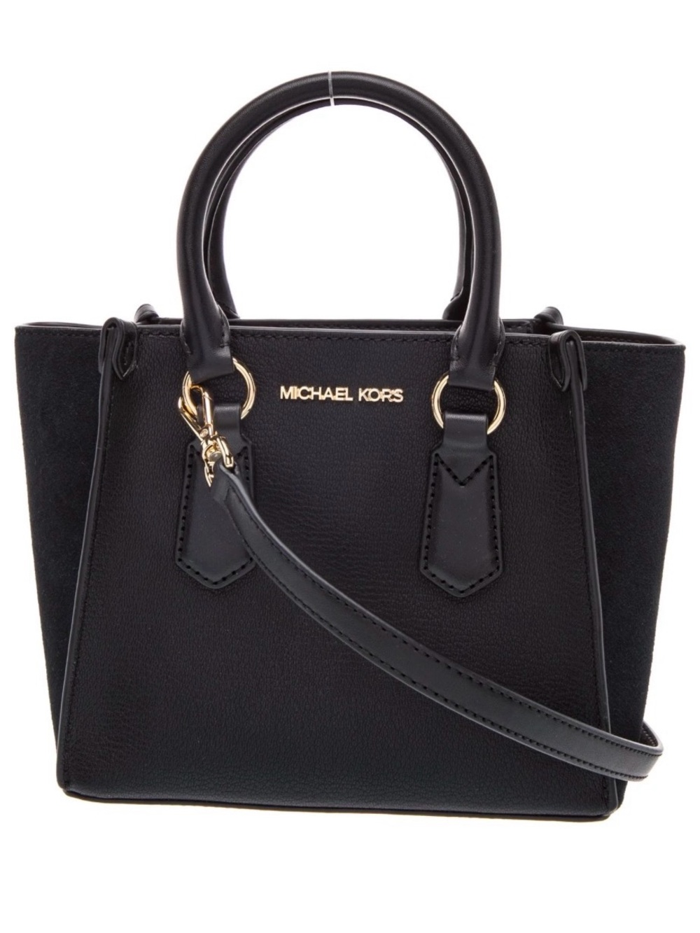 Michael Kors Black Mini Satchel with Gold Hardware